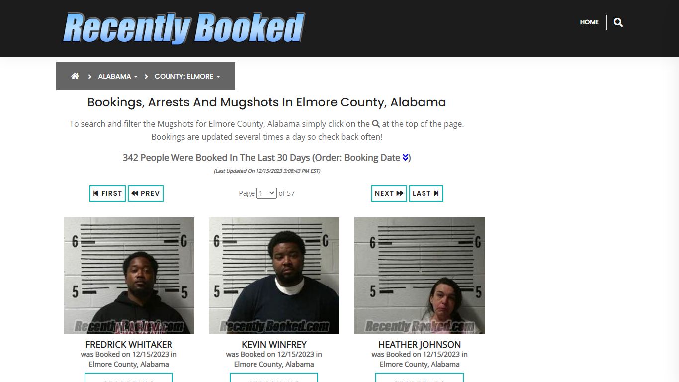 Recent bookings, Arrests, Mugshots in Elmore County, Alabama